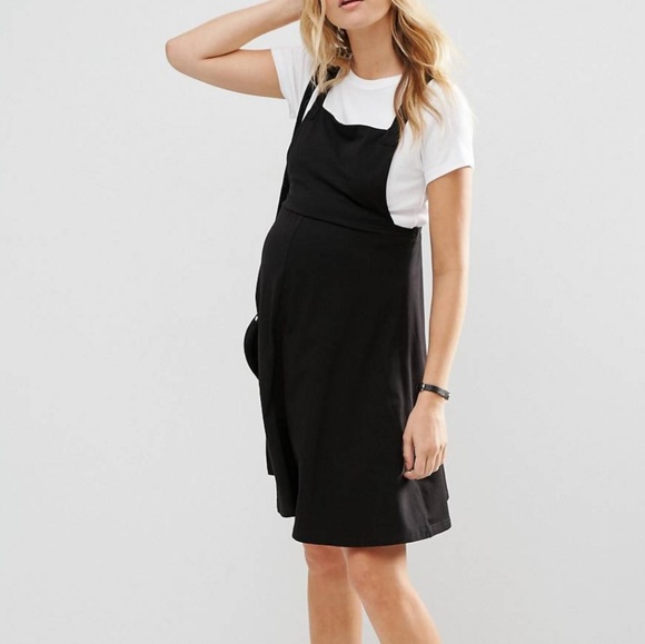 black maternity pinafore dress